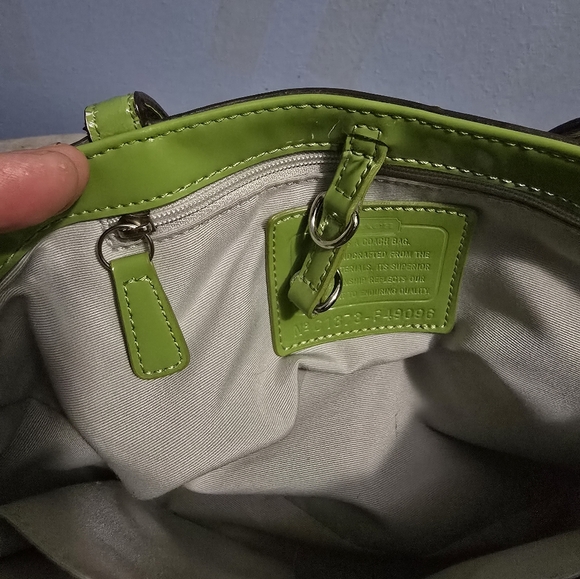 Coach Signature C Blue w/ Green & White Stripe Coated Canvas Small Satchel - Picture 11 of 11